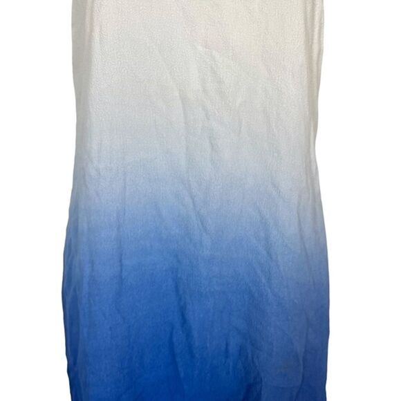 Bar III Ombre Blue White High Low Sleeveless Key Hole V-Neck Dress sz Medium - Picture 3 of 16
